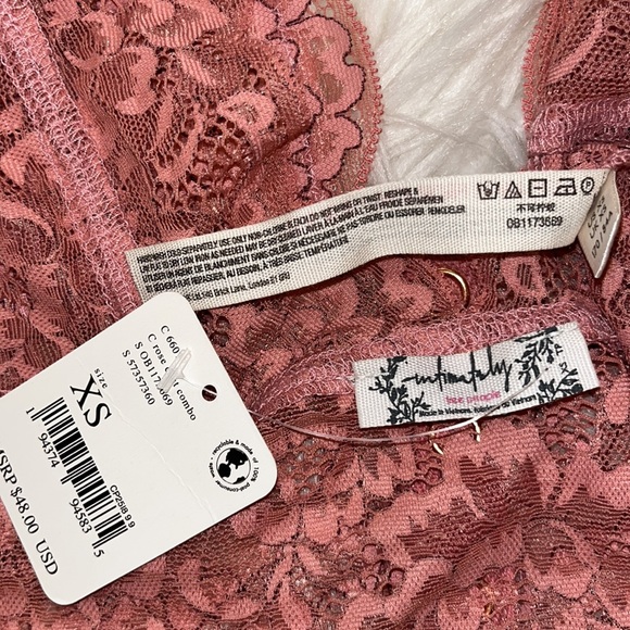 NWT Free People Intimately Rose Dust Lace Top - Picture 8 of 8